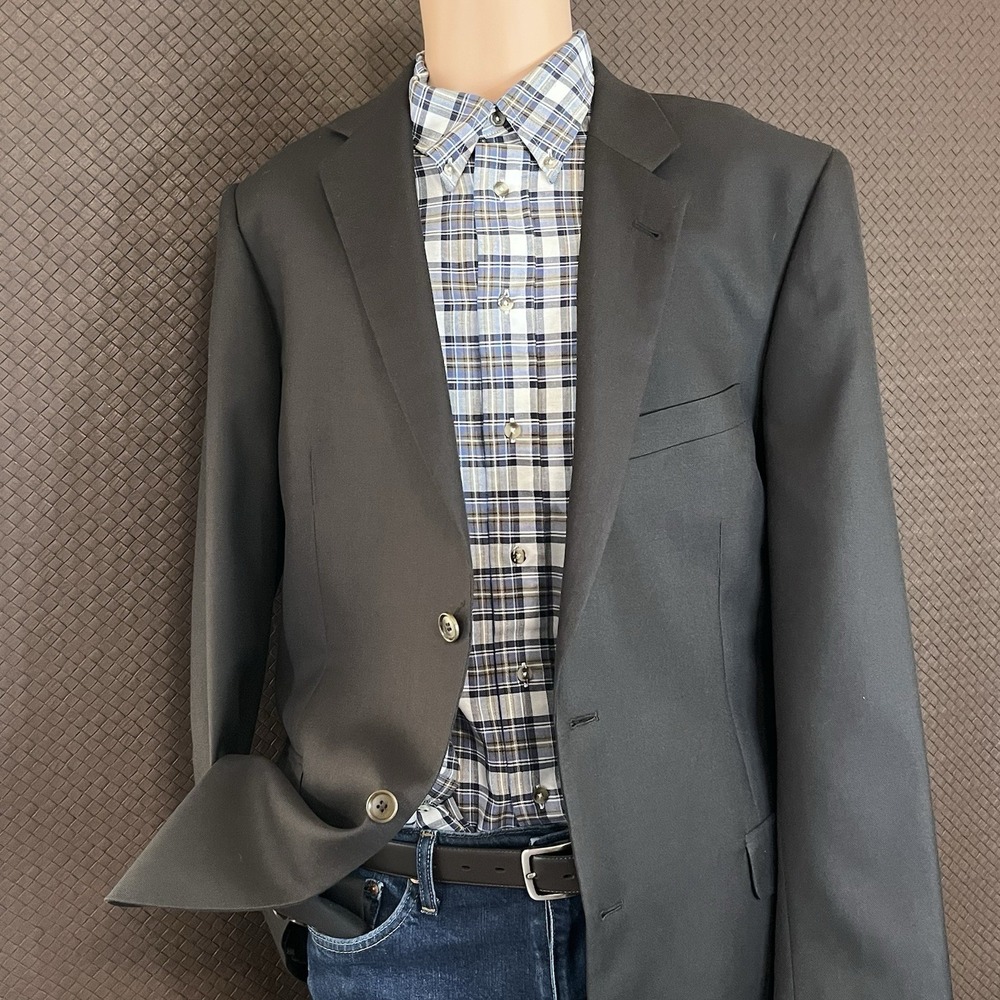 Turnbury Men's Sport Coat Blazer Two‎ Button Brown Twill Silk Wool Blend Sz 44L